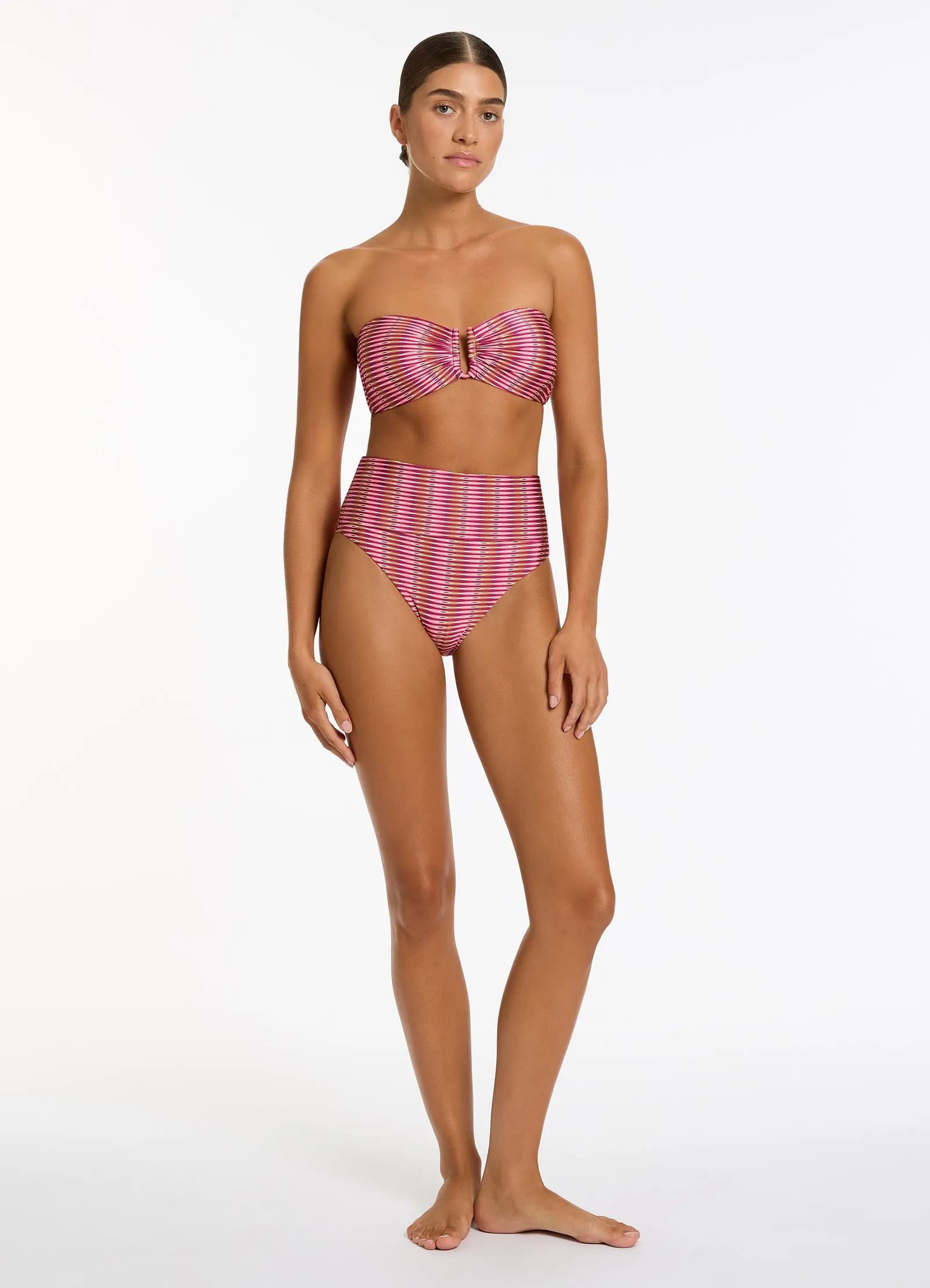 Alessia Geo Fold Down Bikini Bottom - Peony