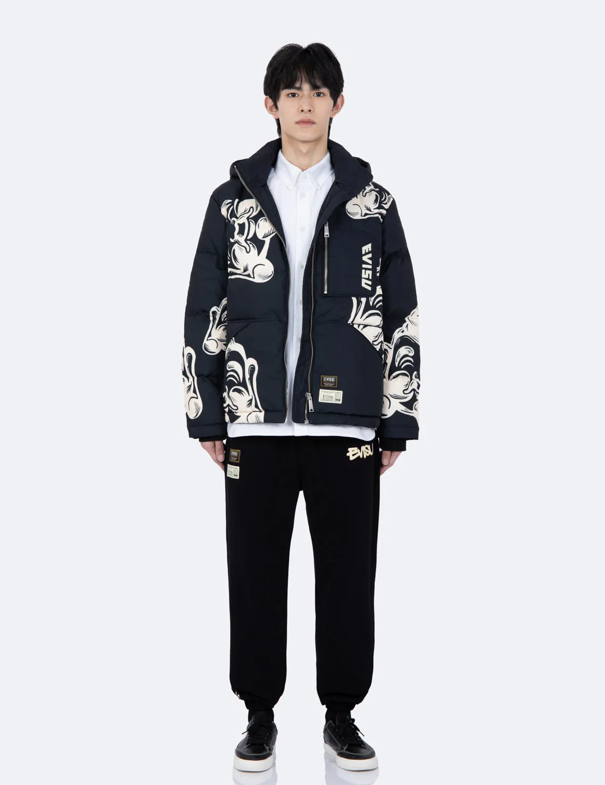 Allover Godhead Print Down Jacket