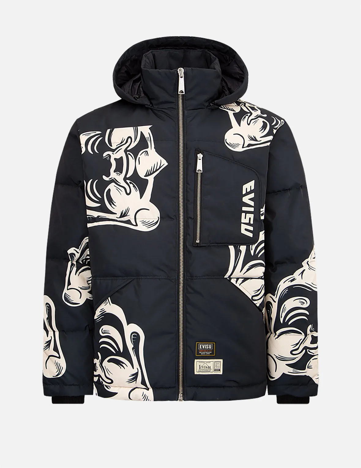 Allover Godhead Print Down Jacket