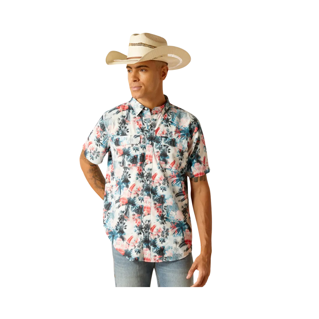 Ariat Men's Venttek Fitted Print White Shirt