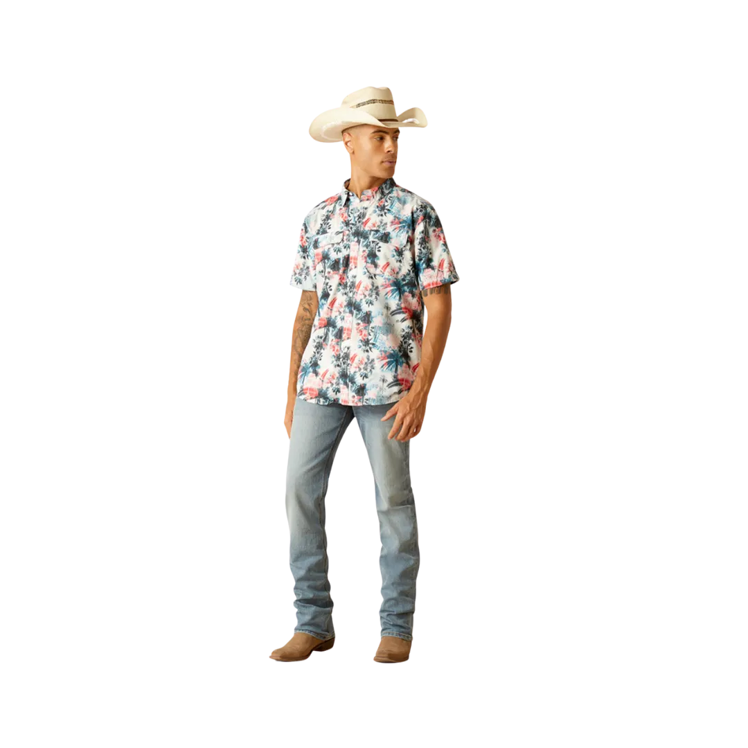 Ariat Men's Venttek Fitted Print White Shirt