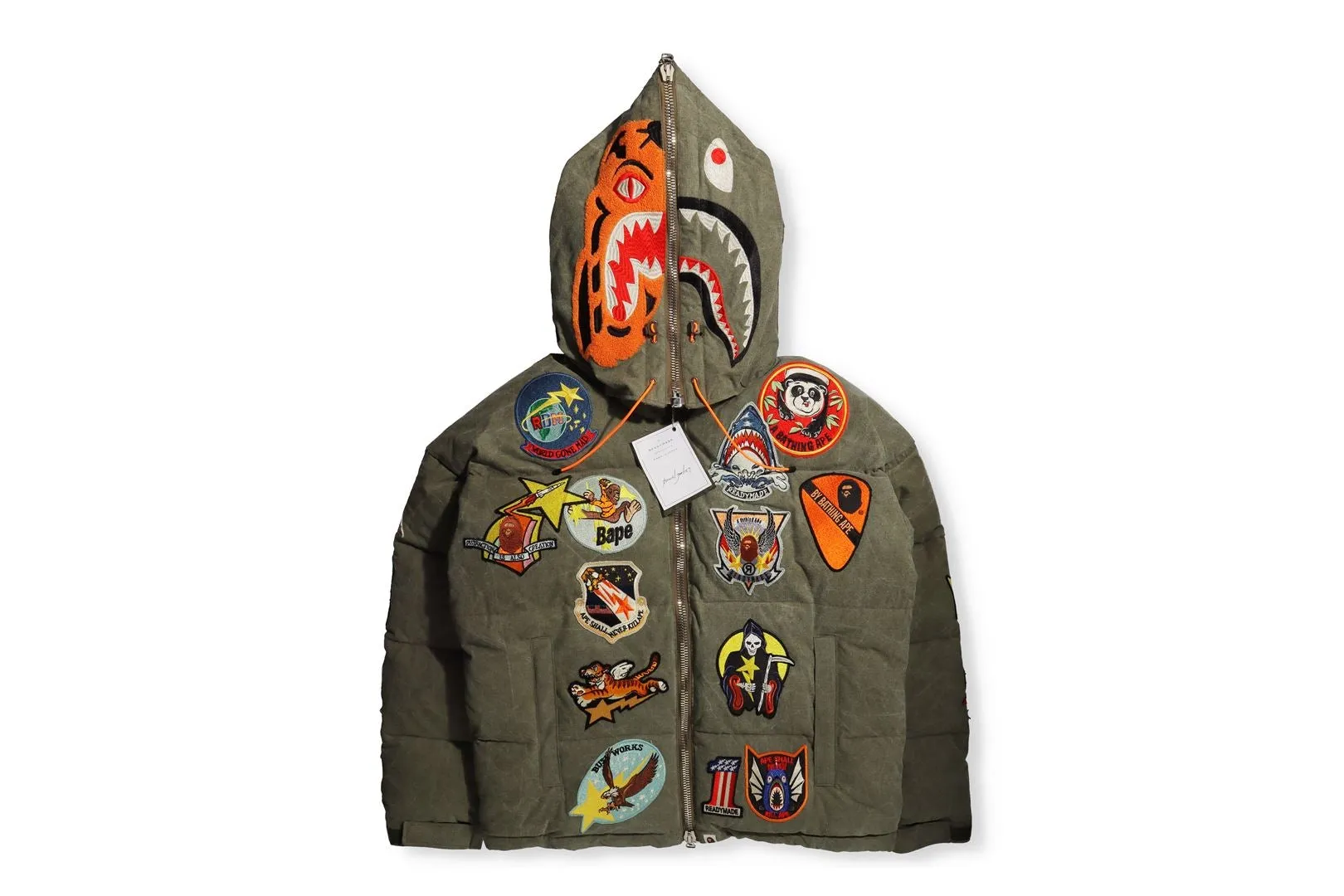 BAPE X READYMADE TIGER SHARK DOWN JACKET