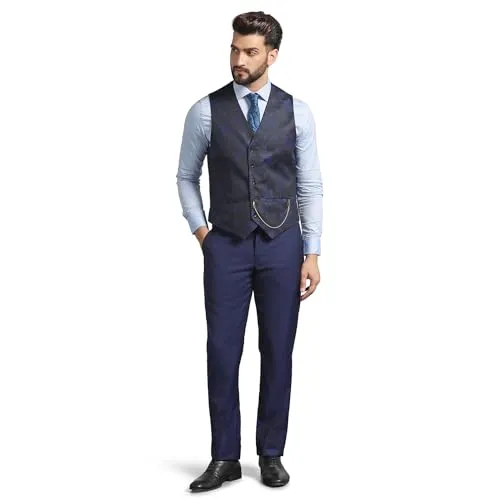 blackberrys Luxe Three Piece Navy Textured Formal Suit - Vestin