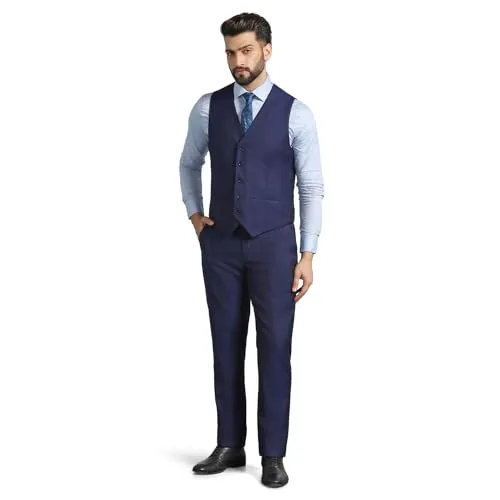 blackberrys Luxe Three Piece Navy Textured Formal Suit - Vestin