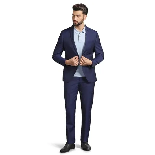 blackberrys Luxe Three Piece Navy Textured Formal Suit - Vestin