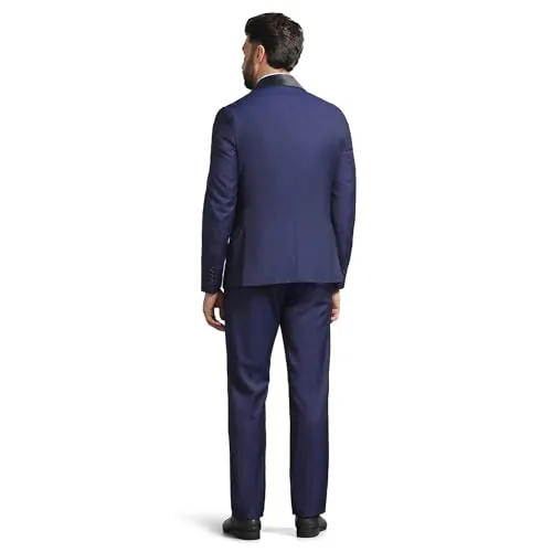 blackberrys Luxe Three Piece Navy Textured Formal Suit - Vestin