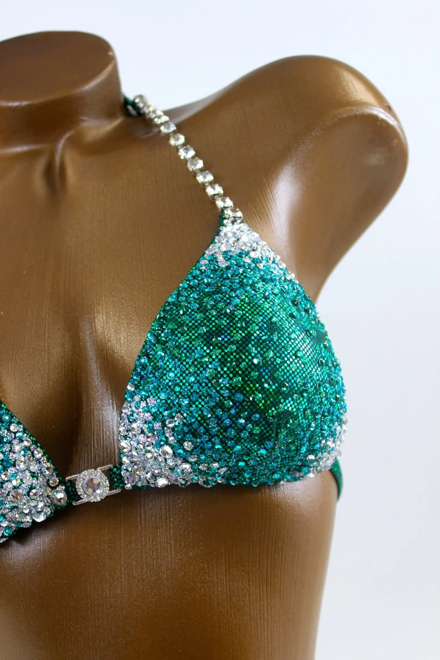 Dark Green Ombre Corners Bikini Suit