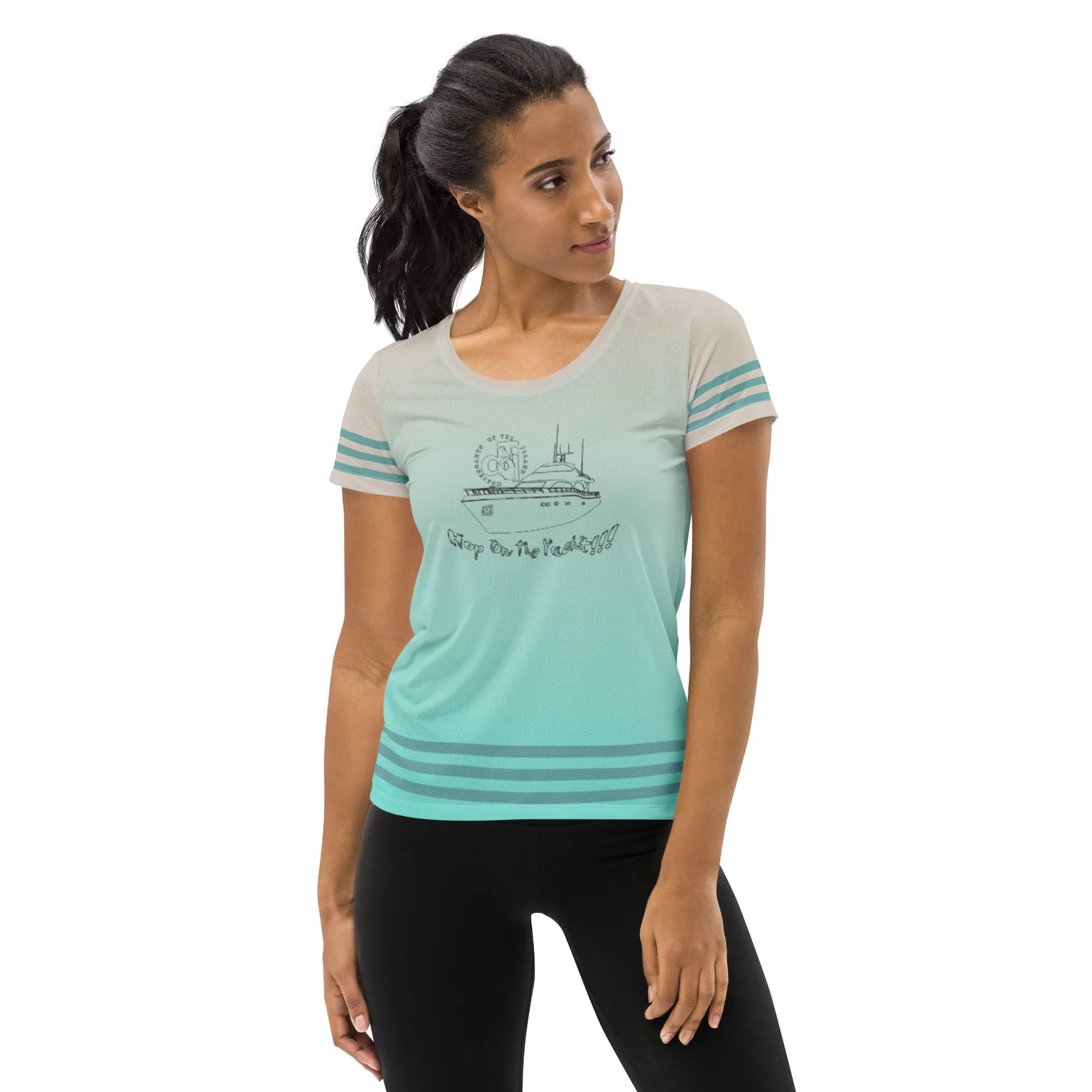 Descendants of the Island Hop on the Yacht  Women's Athletic T-shirt