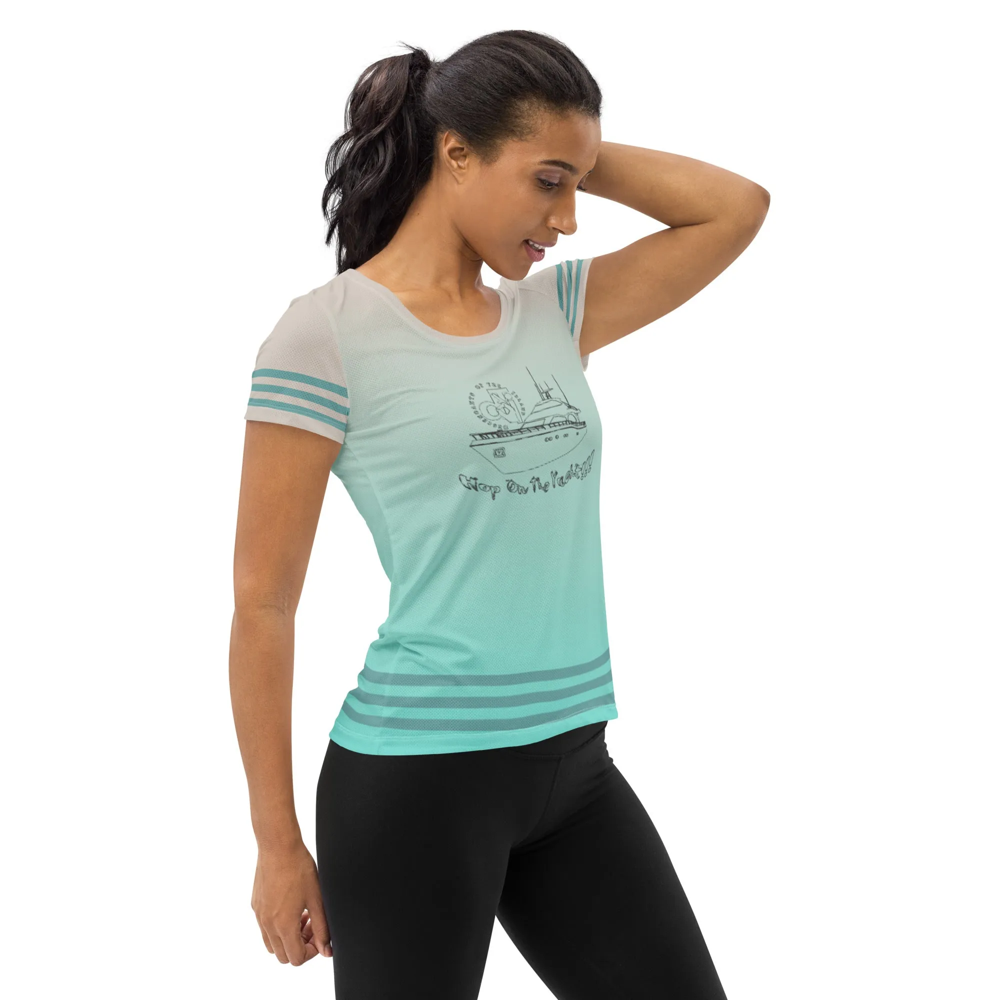 Descendants of the Island Hop on the Yacht  Women's Athletic T-shirt