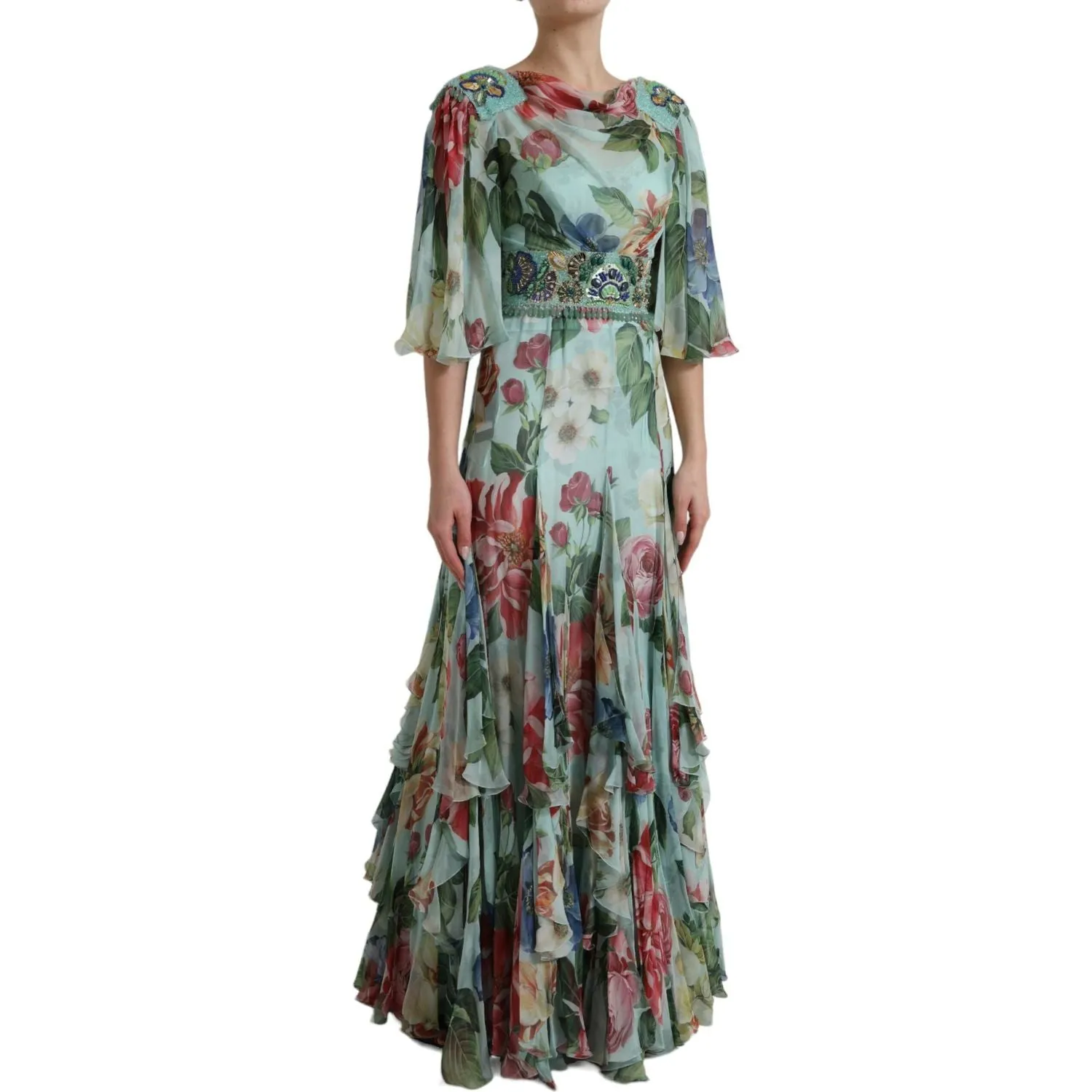 Dolce & Gabbana Elegant Floral Silk Long Dress