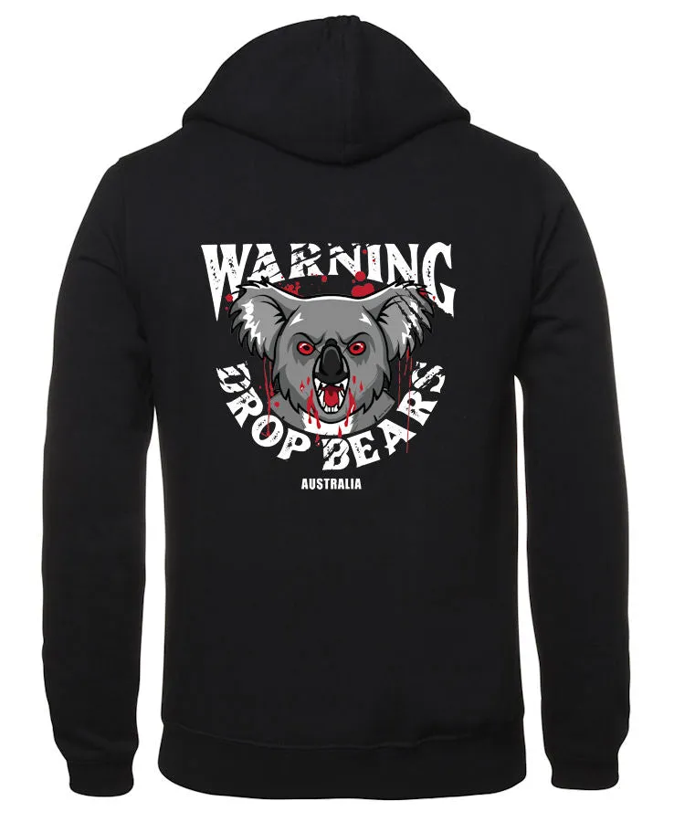 Drop Bears Warning Hoodie (Black, Back Print Only)