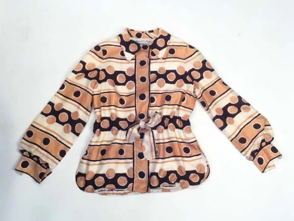 Early 1970s Oscar de la Renta Silk Mod Print Dress and Jacket