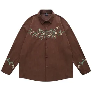 Earthcore Aesthetic Floral Button-Up Shirt