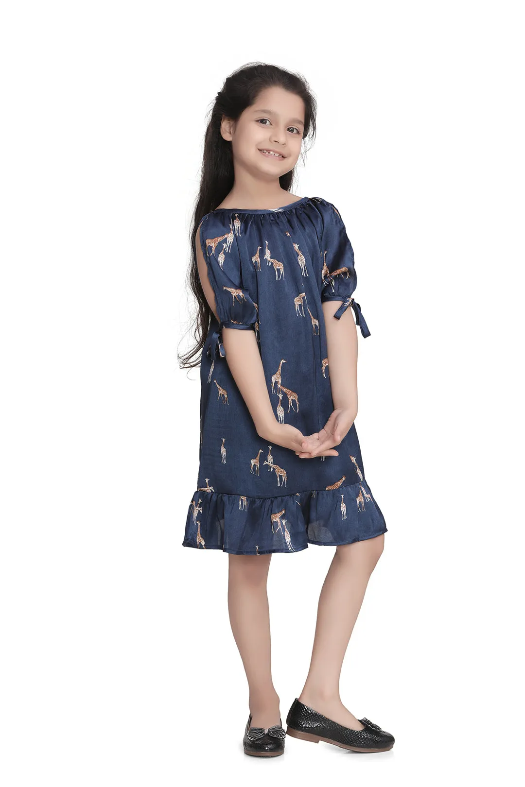 Girl's Yellow Polyester Crepe Floral Dress With Tassels - StyleStone Kid