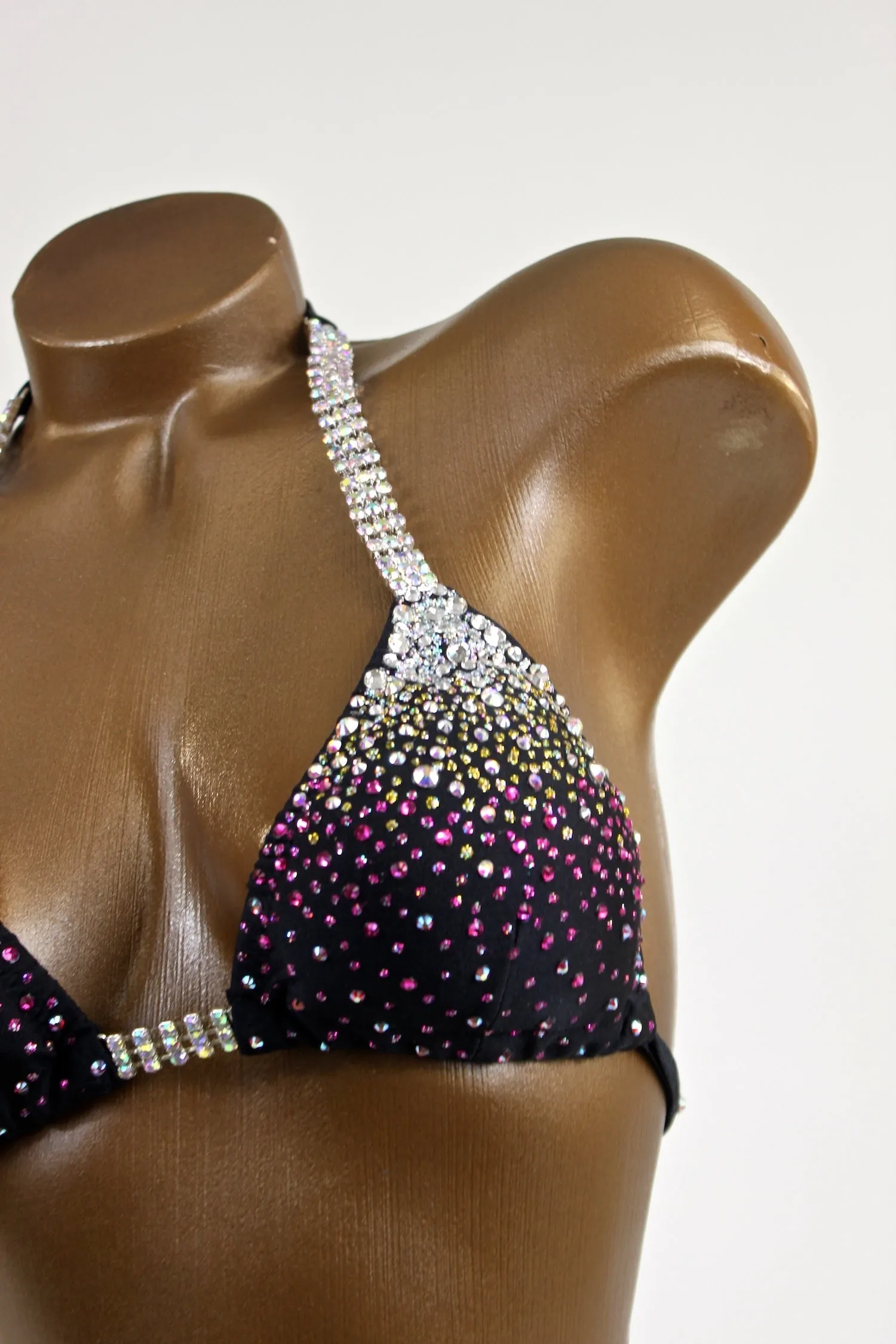 Gradient Crystal AB Rhinestones Figure Competition Suit