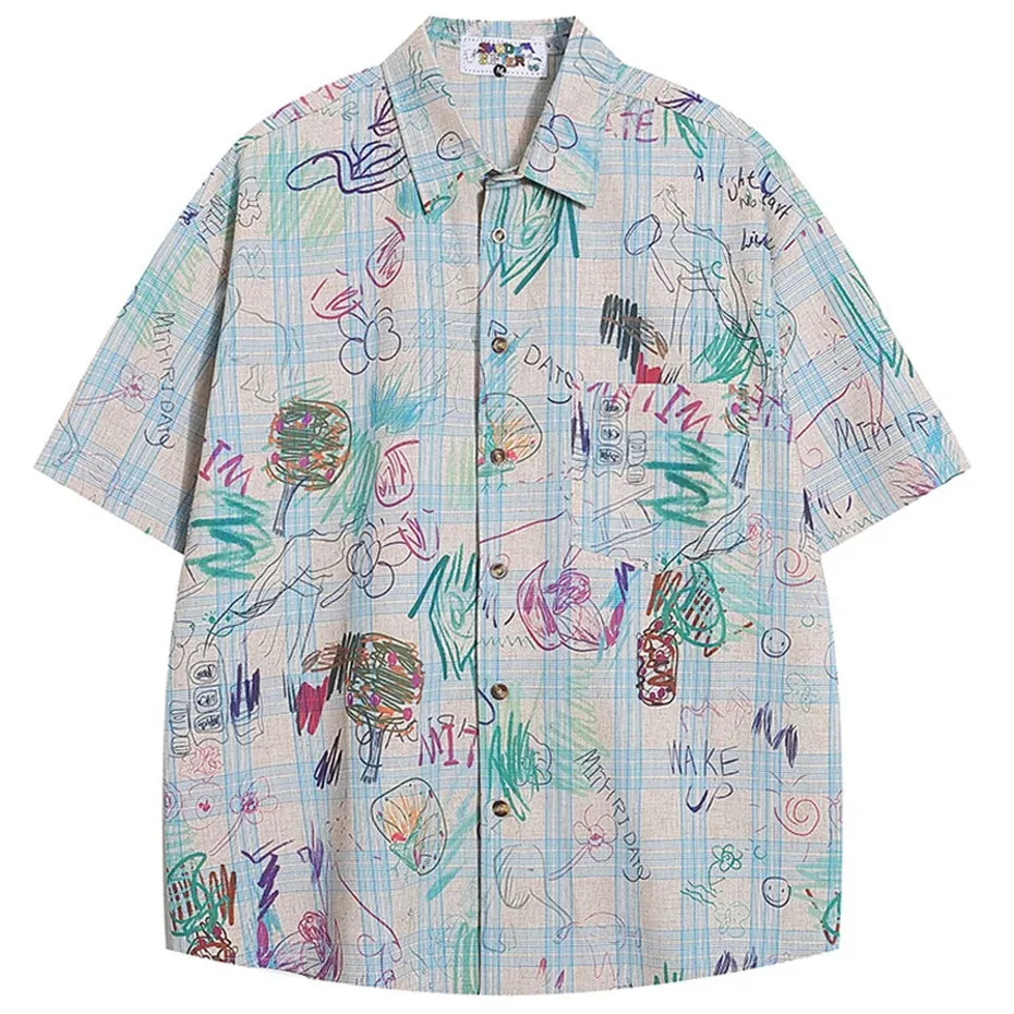 Graffiti Printed Button Up Shirt