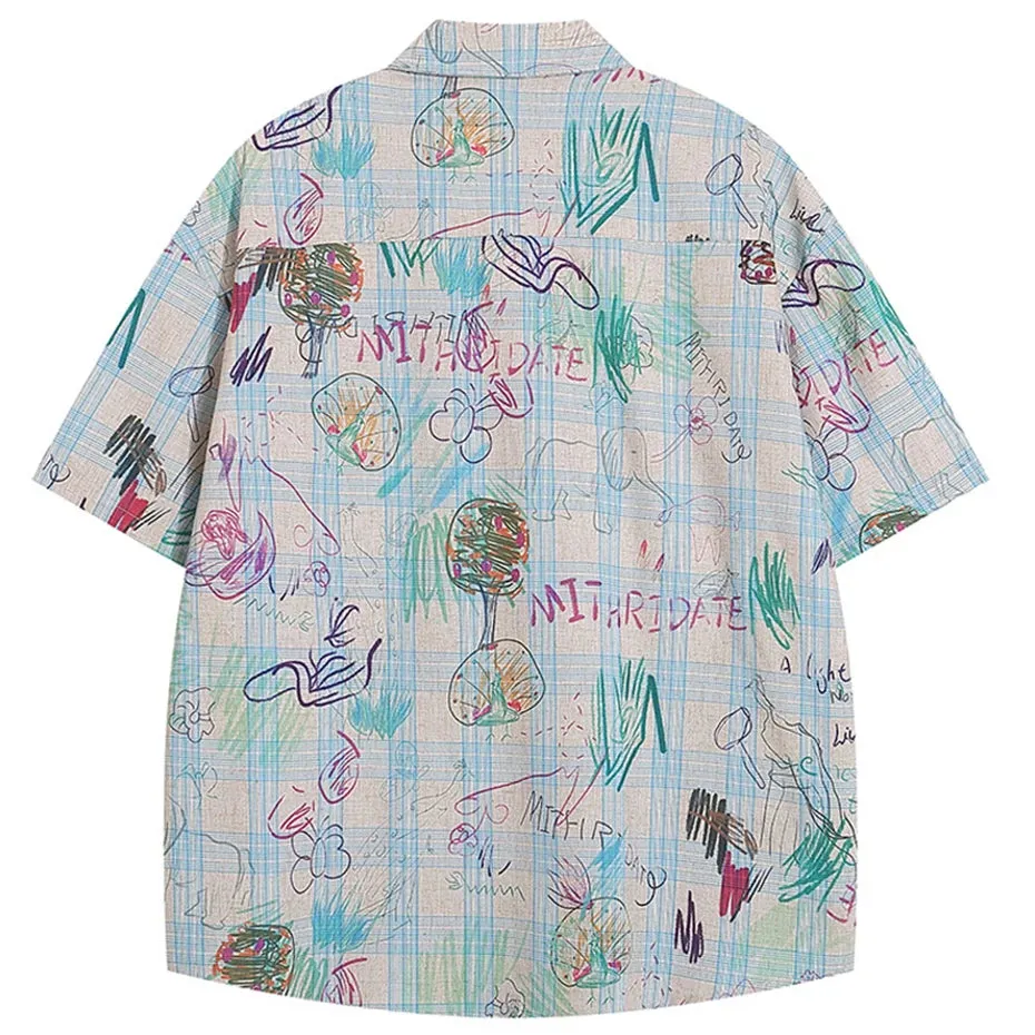 Graffiti Printed Button Up Shirt