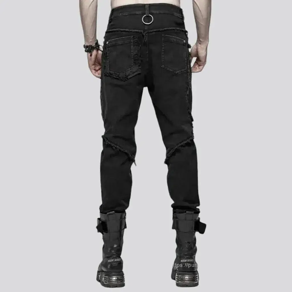 High-waist men's embellished jeans