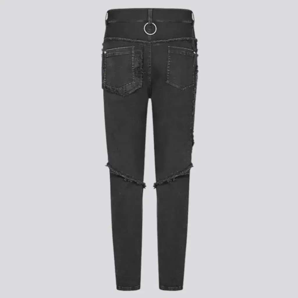 High-waist men's embellished jeans