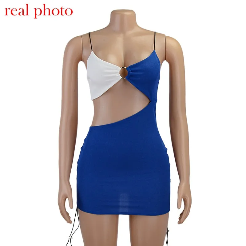 Jessie Cut-Out Backless Patchwork Mini Dress