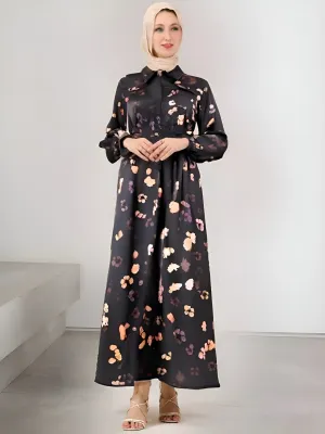 Jumana Emina Floral Modesty Dress in Crepe with Subtle Blossoms