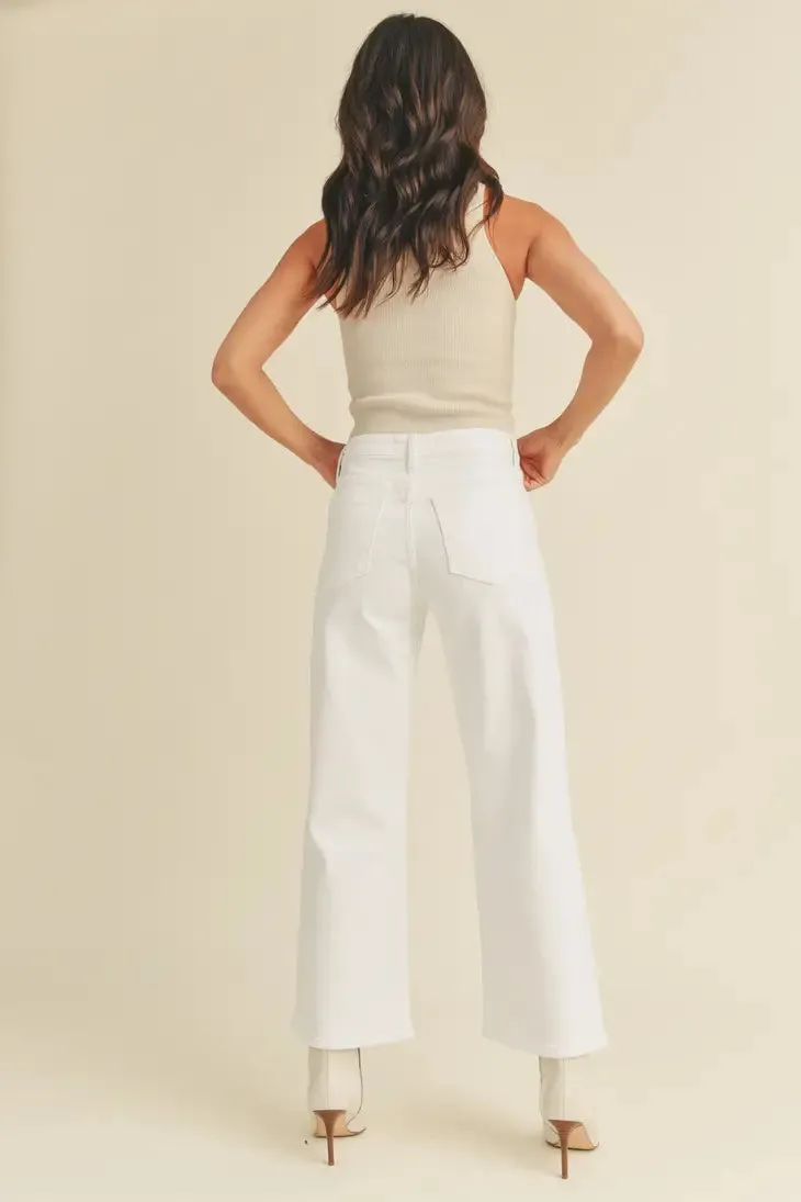 Just Black Denim White High Rise Wide Leg Jeans