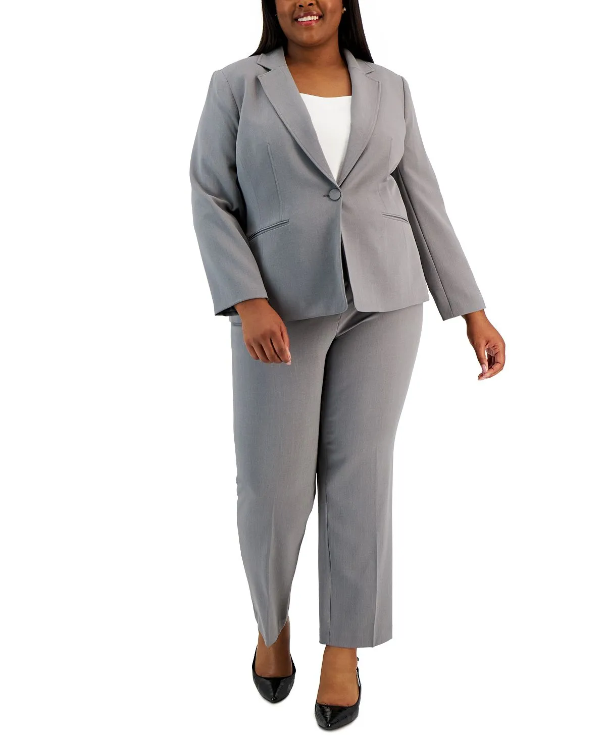 Le Suit Women's Notched Lapel Plus Pant Suit