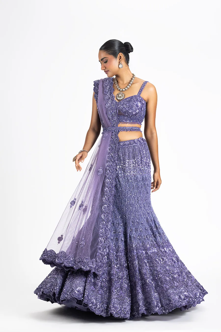 LILAC FISHTAIL LEHENGA SET