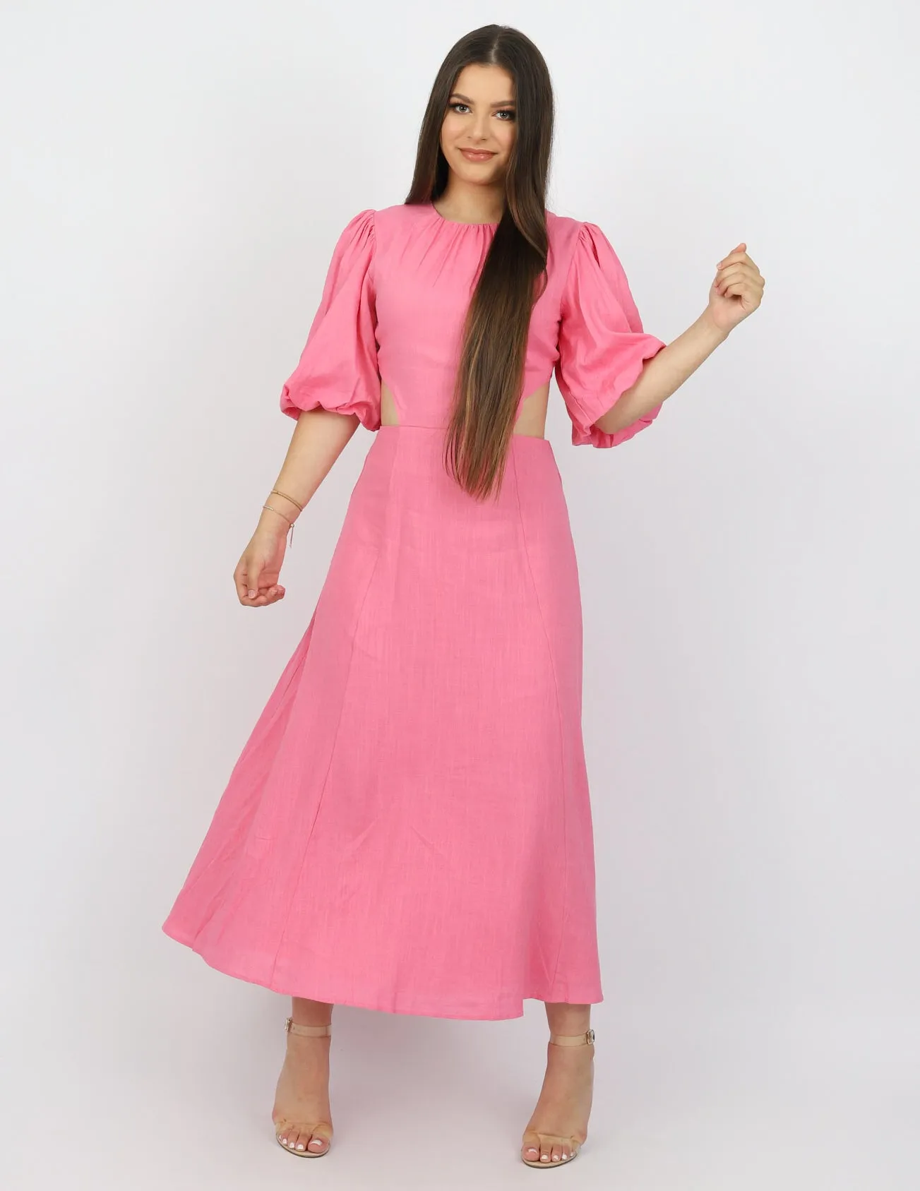 Linen Lantern Sleeve Dress