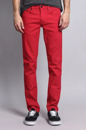 Men's Slim Fit Colored Jeans (Red)