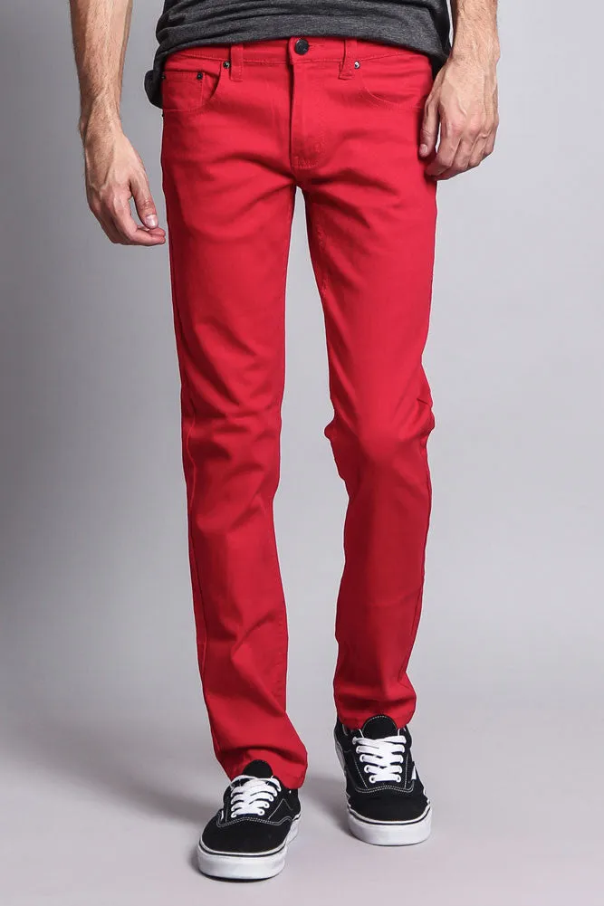 Men's Slim Fit Colored Jeans (Red)