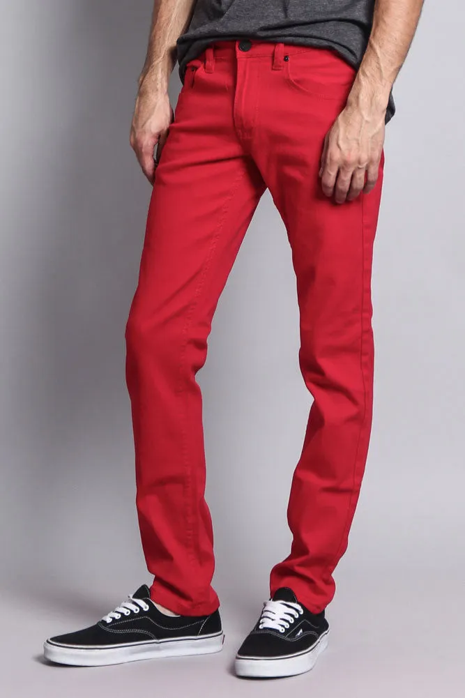 Men's Slim Fit Colored Jeans (Red)