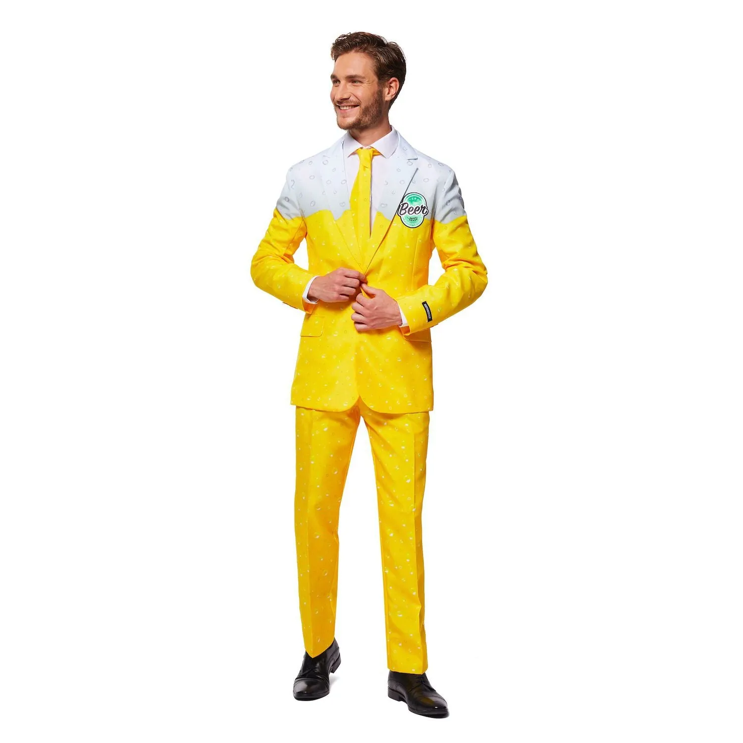 Men's Suitmeister Premium Beer Party Suit and Tie, Yellow