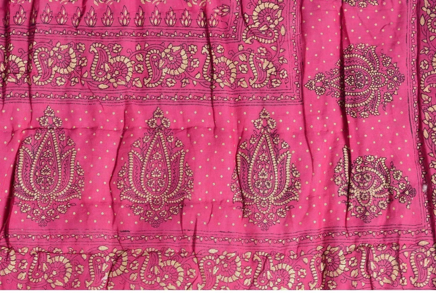 Namaste India Rajasthani Traditional Light Weight Pure Cotton Single Bed Soft Gold Print Jaipuri AC Quilt/Razai (Size 55X85 inches) Pink Color