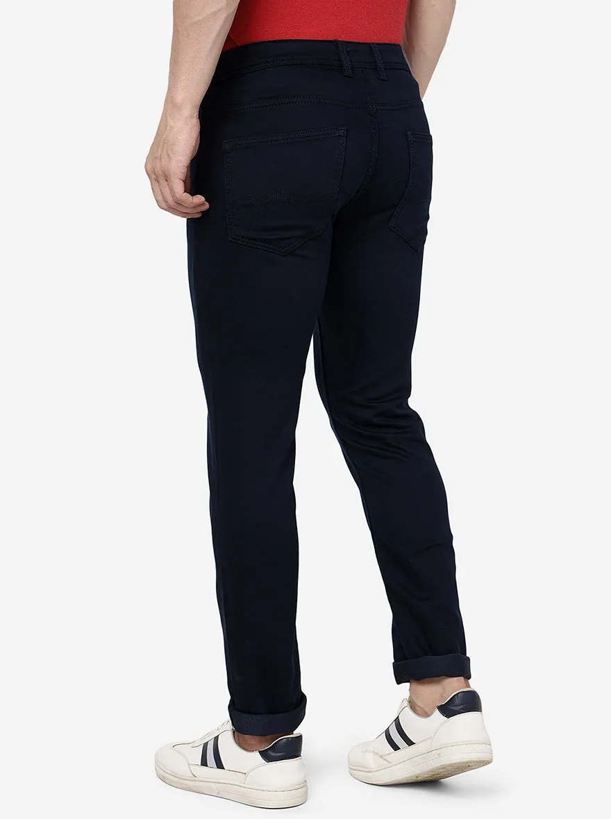 Navy Blue Solid Narrow Fit Jeans | Greenfibre