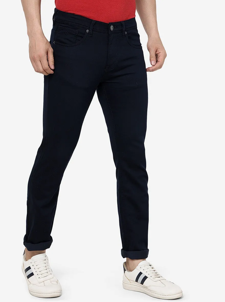 Navy Blue Solid Narrow Fit Jeans | Greenfibre