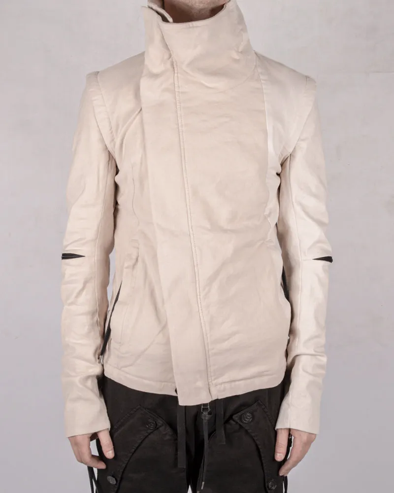 Off-set zip up funnel neck jacket