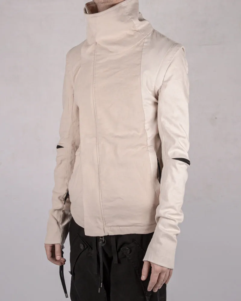 Off-set zip up funnel neck jacket