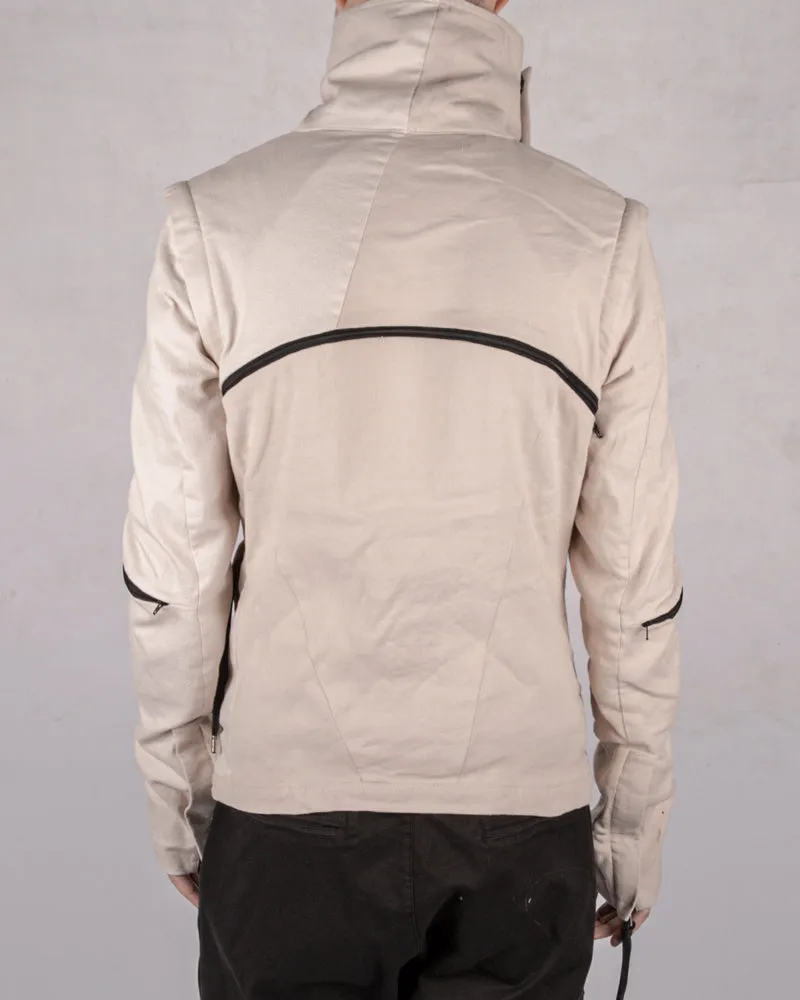 Off-set zip up funnel neck jacket