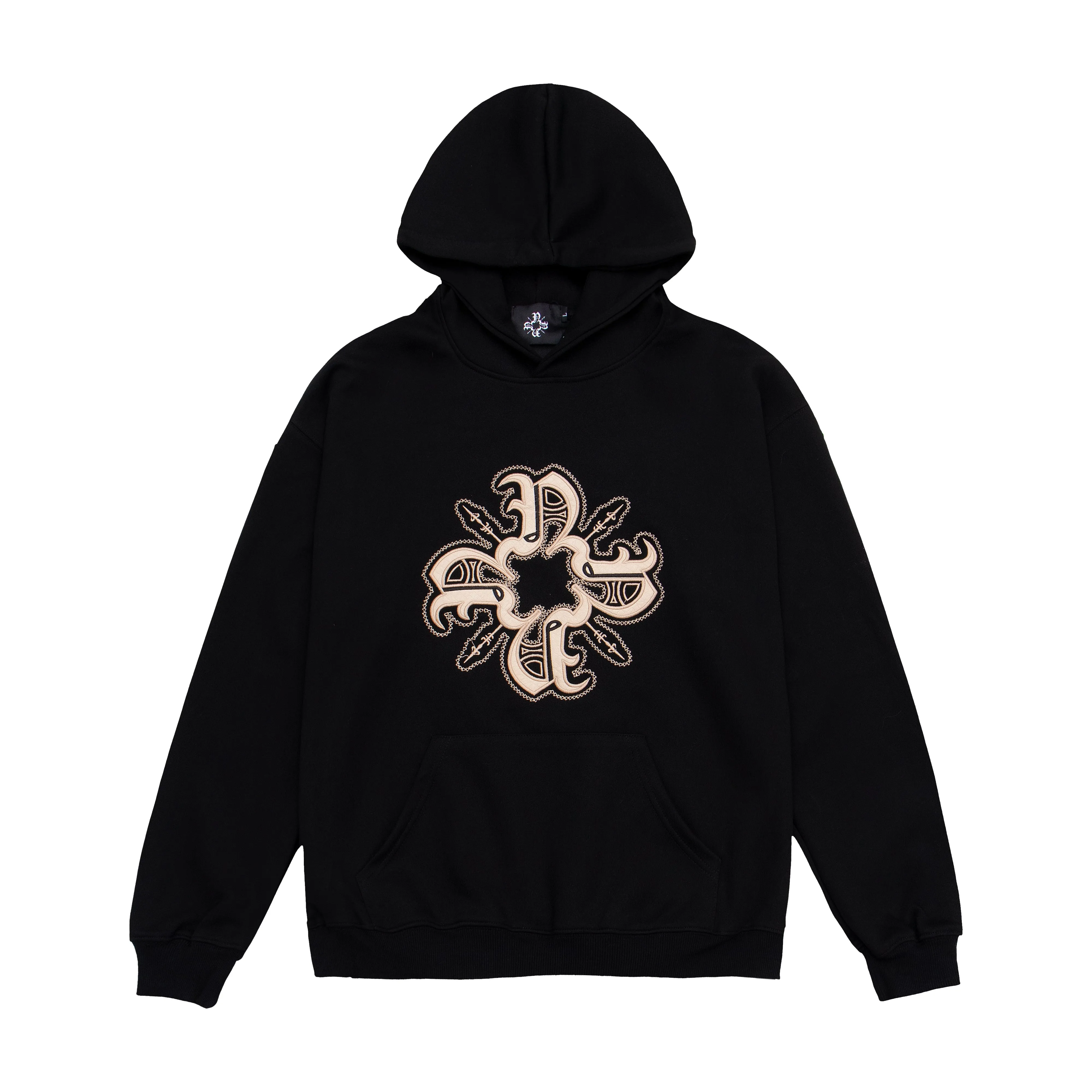 Oversize Monogram Patch Hoodie - Black