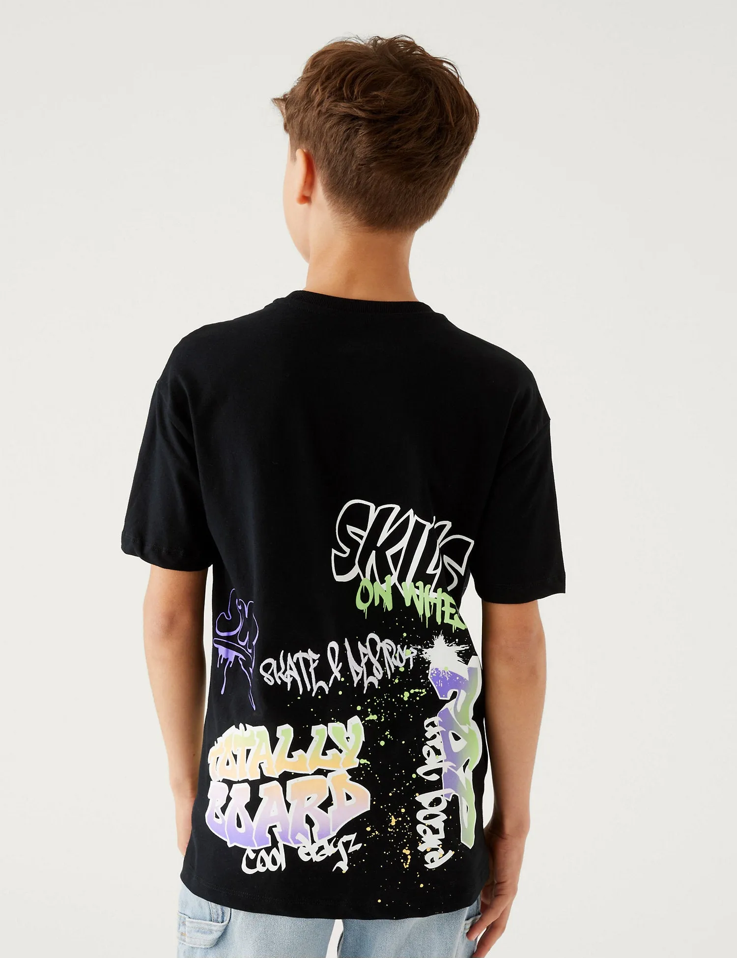 Pure Cotton Graffiti Slogan T-Shirt