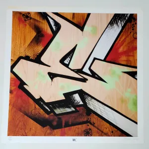 Risky E Graffiti Alphabet Letter Giclee by Risk Rock