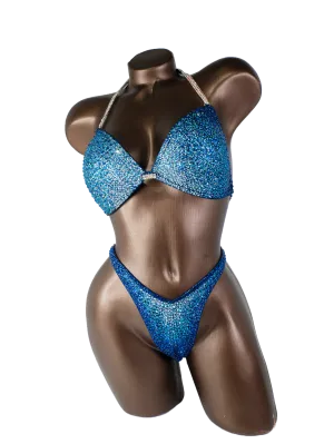 Royal Blue Gradient Figure Competition Suit