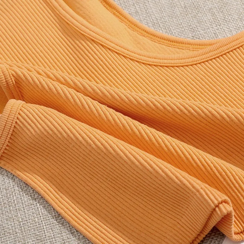 Seamless and Elastic Rib-Knit Sleeveless Everyday Crop Tops