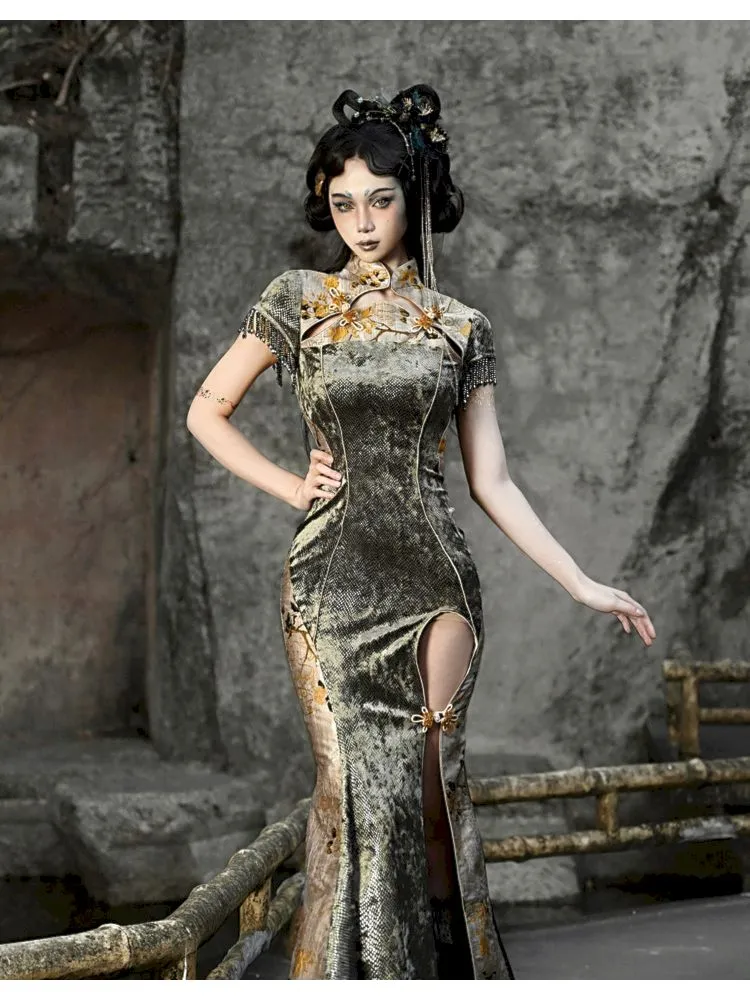 Slim Fishtail Long Slit Cheongsam Dresses【s0000006631】