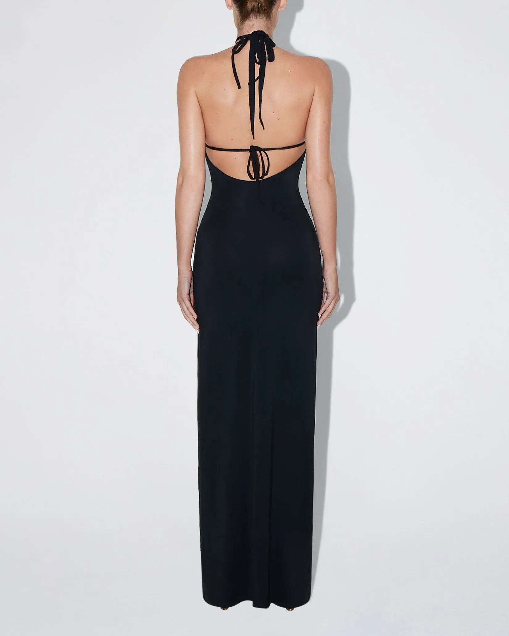 Soft Stretch Halter Maxi Dress | Black