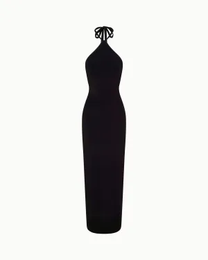 Soft Stretch Halter Maxi Dress | Black