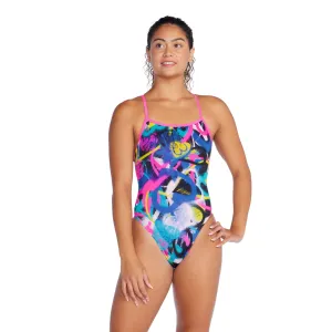 Speedo Women's Printed Double X Back One Piece Swimsuit