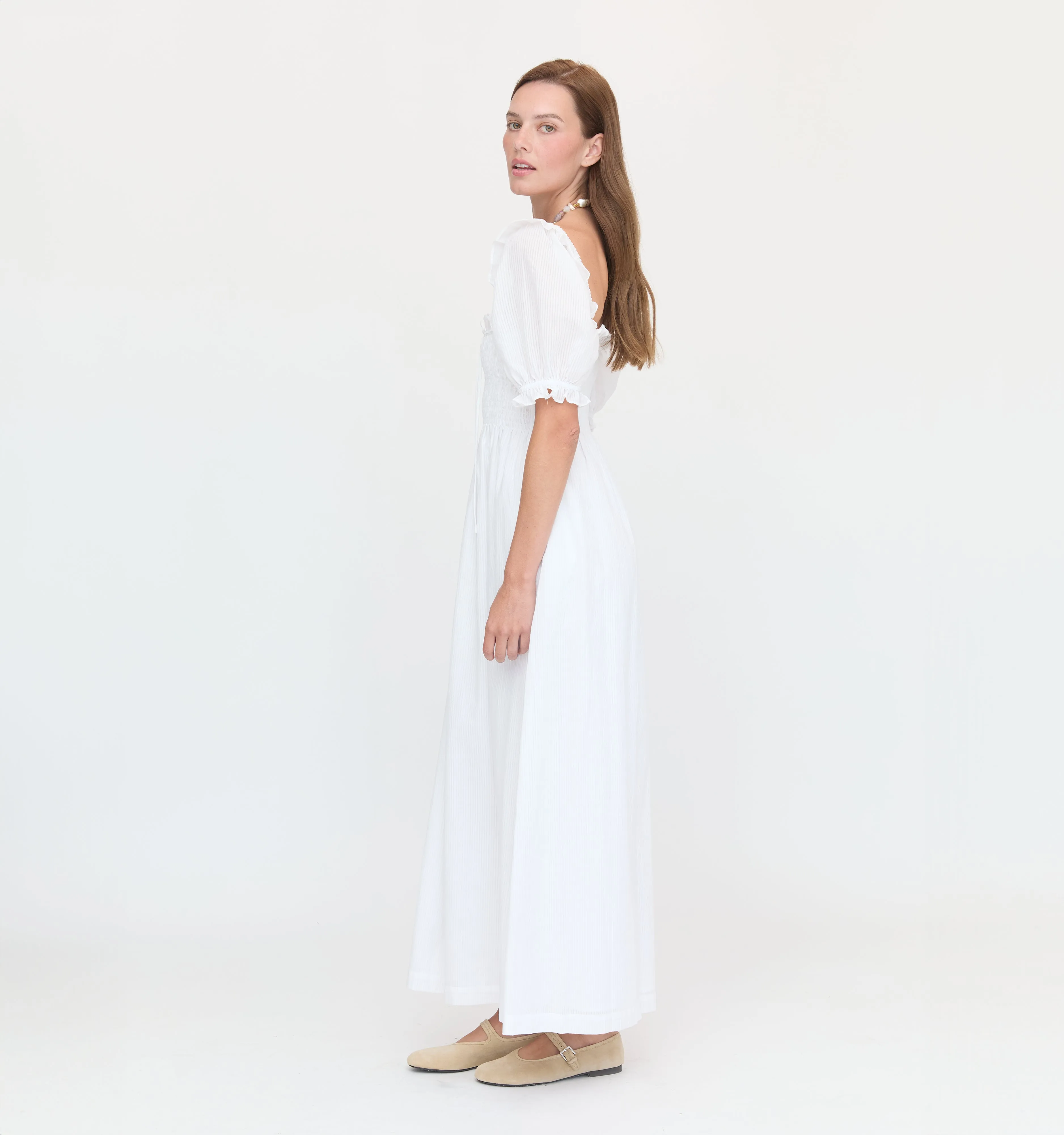 The Scarlett Nap Dress - White Shadow Stripe