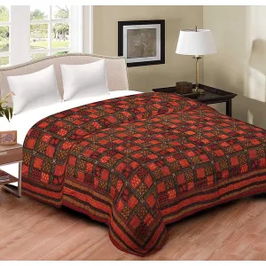 THROW KING Rajasthani Jaipuri Pure Cotton Floral Printed Double Bed Jaipuri Razai/Rajai/Quilt/Blanket/Dohar(Multi.)